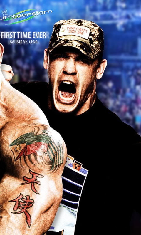 Fondo de pantalla Batista Vs John Cena 480x800