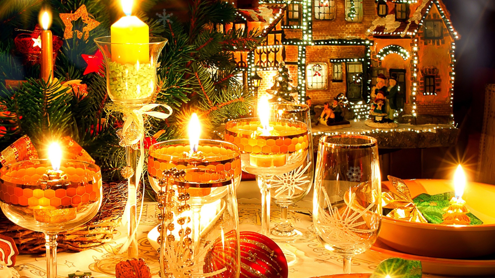 Serving New Years Table wallpaper 1600x900