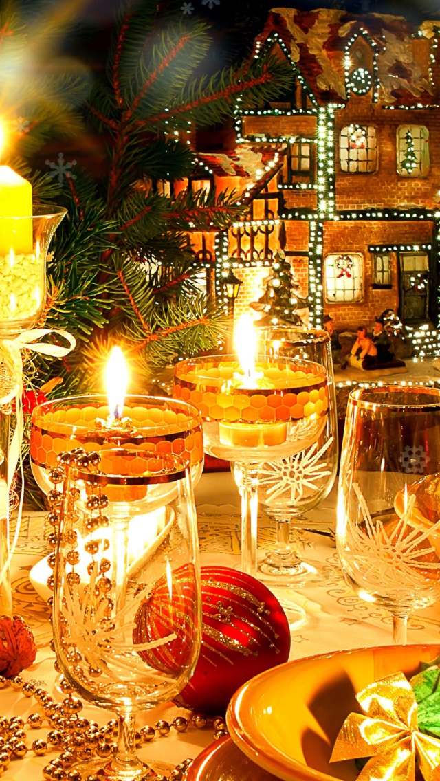 Serving New Years Table wallpaper 640x1136