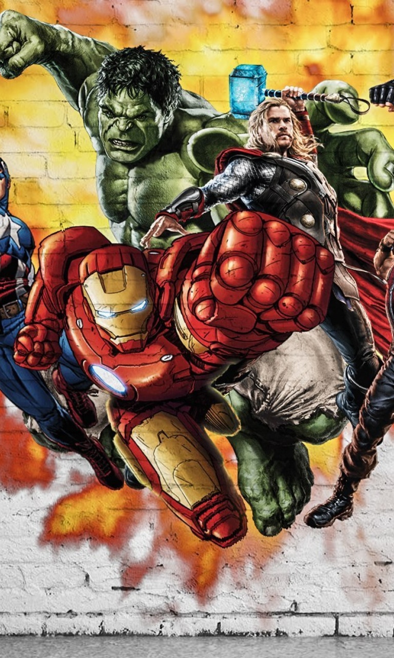 Fondo de pantalla Marvel Comics Graffiti 768x1280
