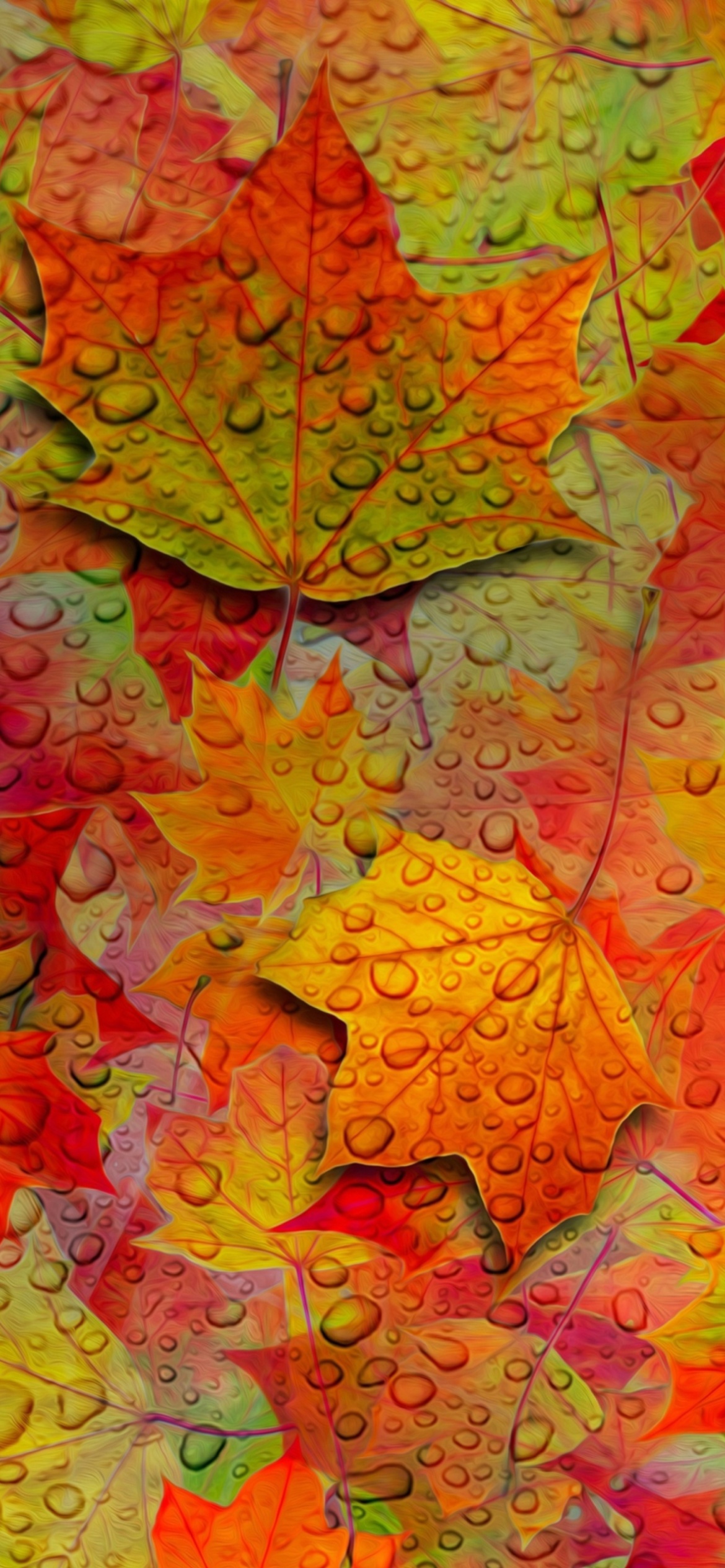 Fondo de pantalla Abstract Fall Leaves 1170x2532