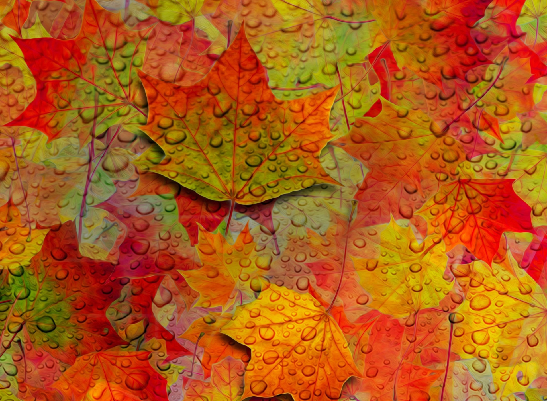 Обои Abstract Fall Leaves 1920x1408
