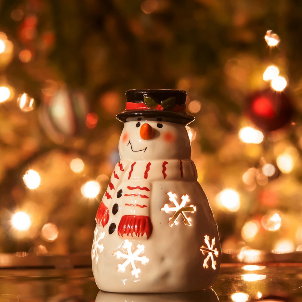 Fondo de pantalla Christmas Snowman Candle 1024x1024