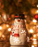 Fondo de pantalla Christmas Snowman Candle 128x160