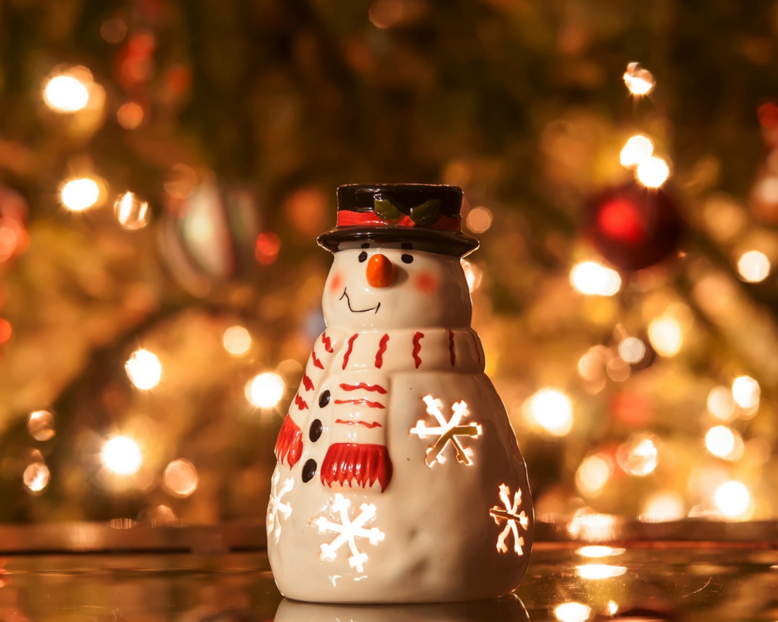 Fondo de pantalla Christmas Snowman Candle 1600x1280