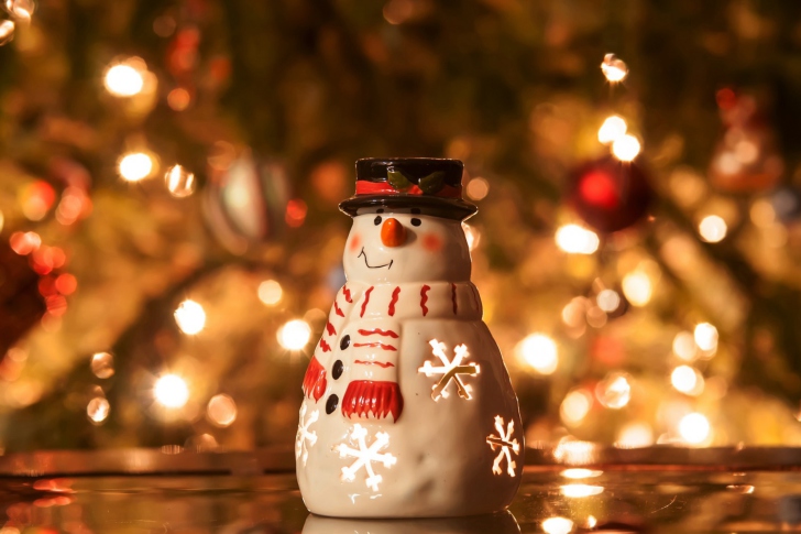 Обои Christmas Snowman Candle