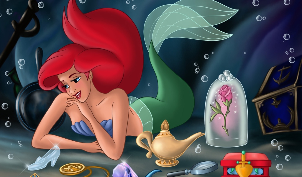 Das The Little Mermaid Dreaming Wallpaper 1024x600