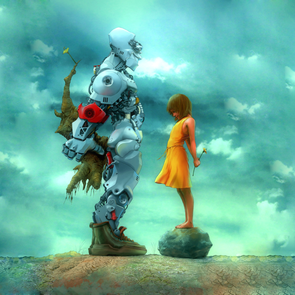 Girl And Robot wallpaper 1024x1024