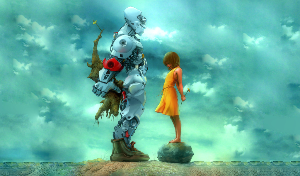 Sfondi Girl And Robot 1024x600