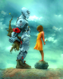 Обои Girl And Robot 128x160