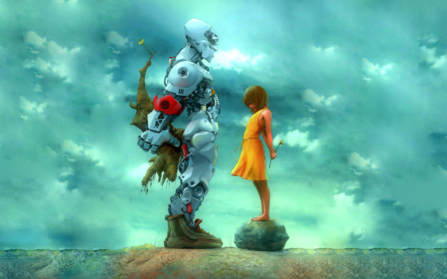 Girl And Robot wallpaper 1440x900