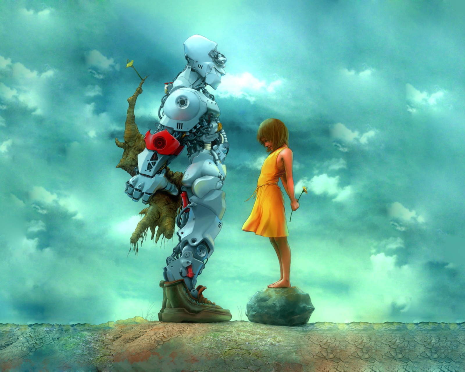 Das Girl And Robot Wallpaper 1600x1280