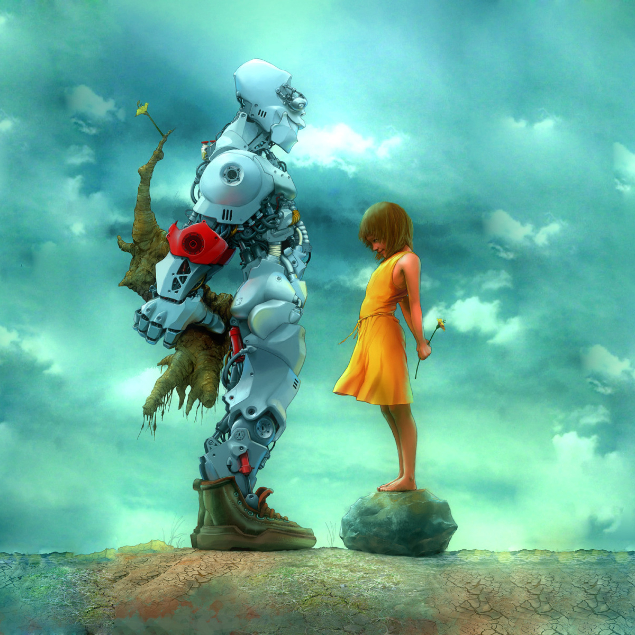 Sfondi Girl And Robot 2048x2048