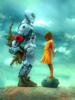 Das Girl And Robot Wallpaper 240x320