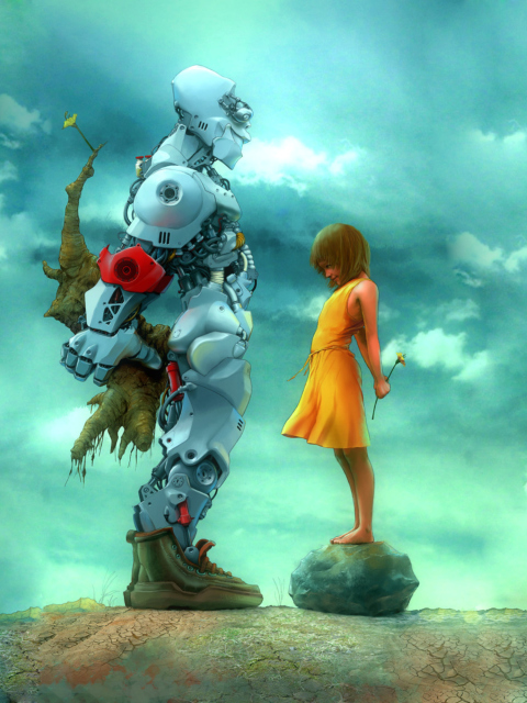 Fondo de pantalla Girl And Robot 480x640