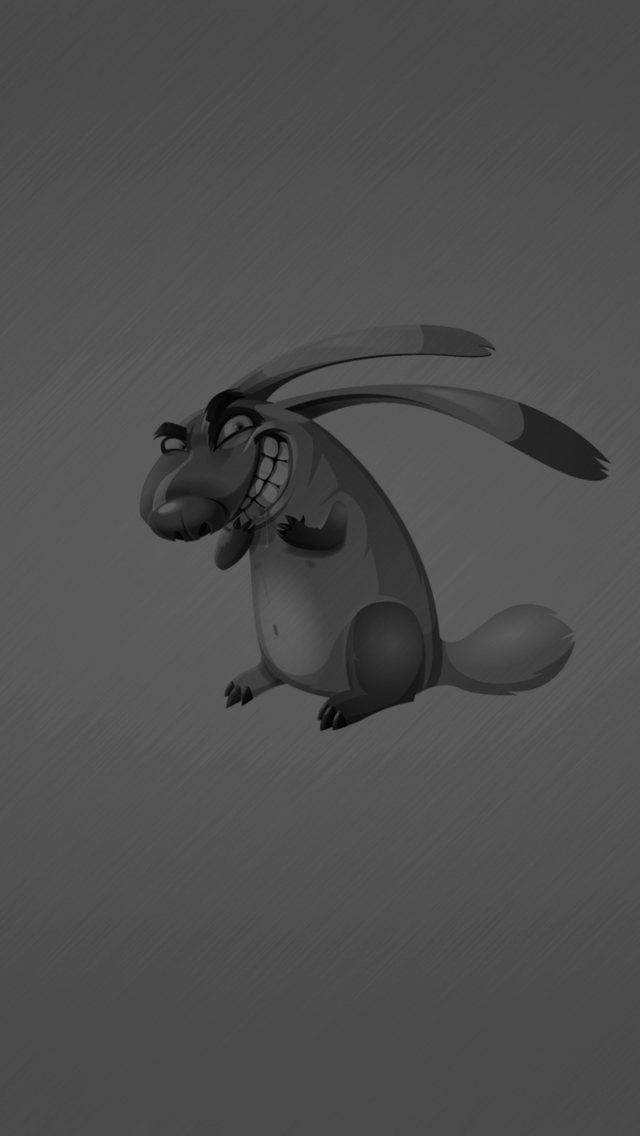 Evil Grey Rabbit Drawing wallpaper 640x1136