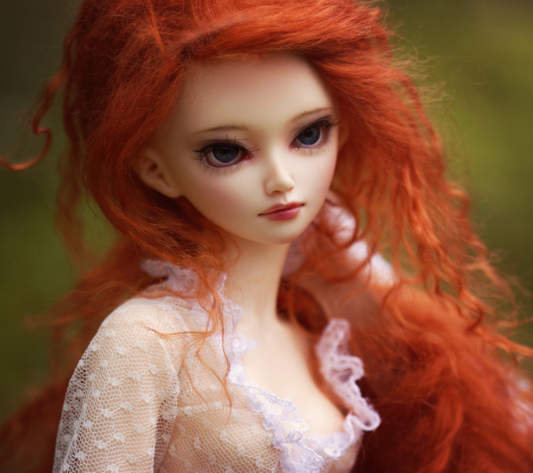 Gorgeous Redhead Doll With Sad Eyes wallpaper 1080x960