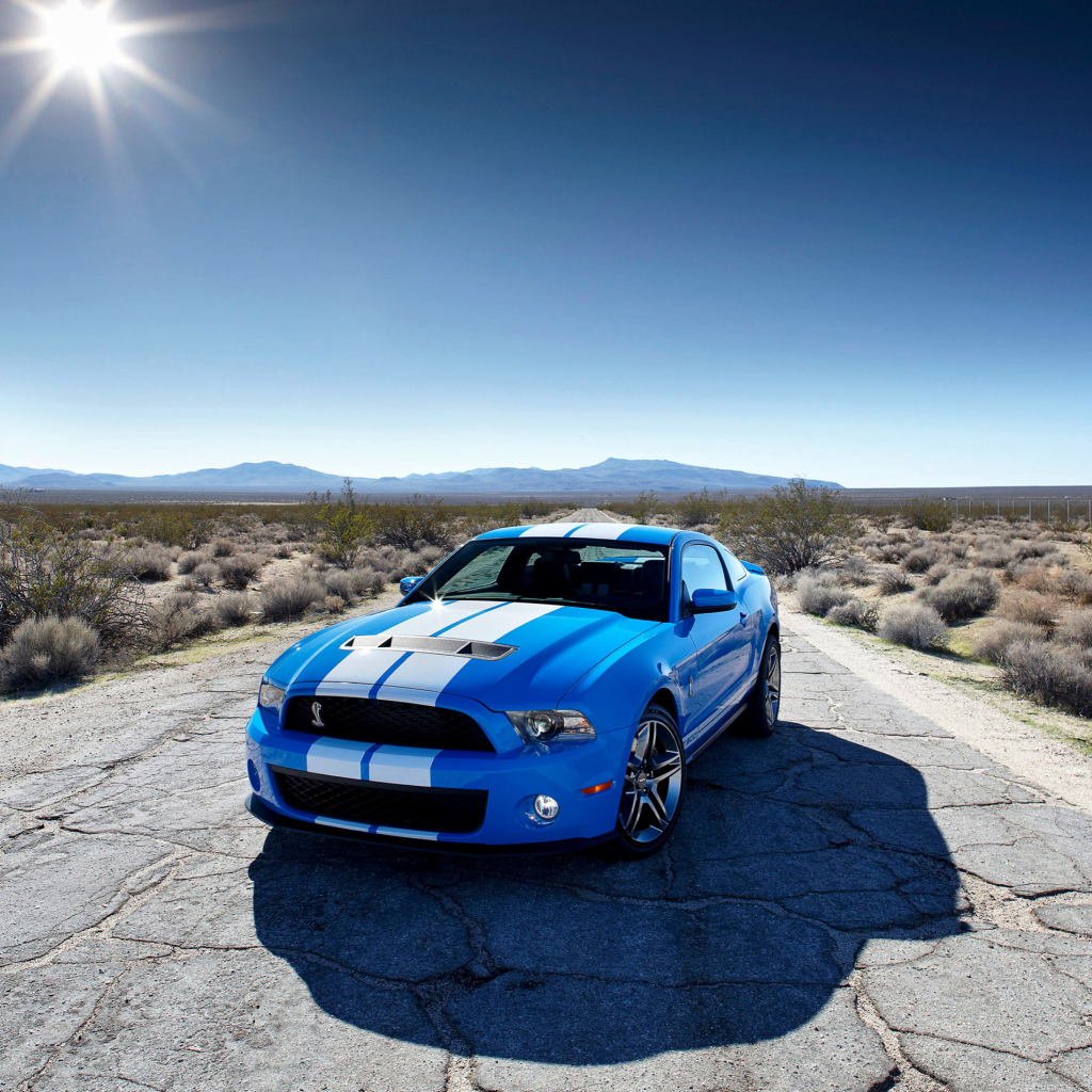 Das Blue Ford Mustang GT Wallpaper 1024x1024