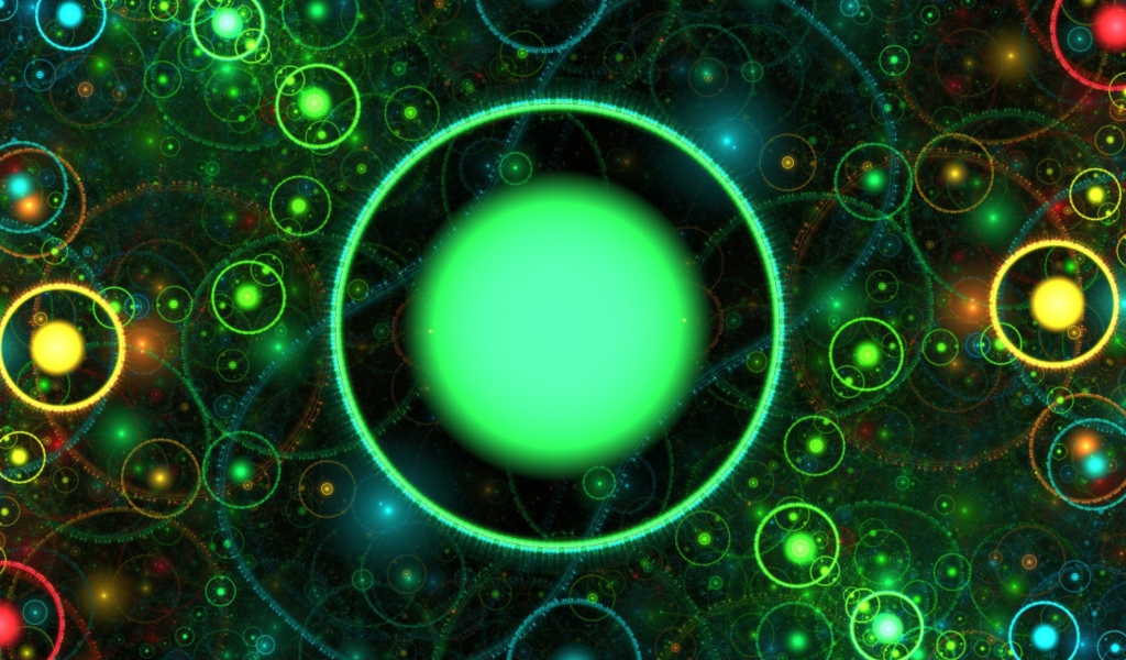 Fondo de pantalla 3D Green Circles 1024x600