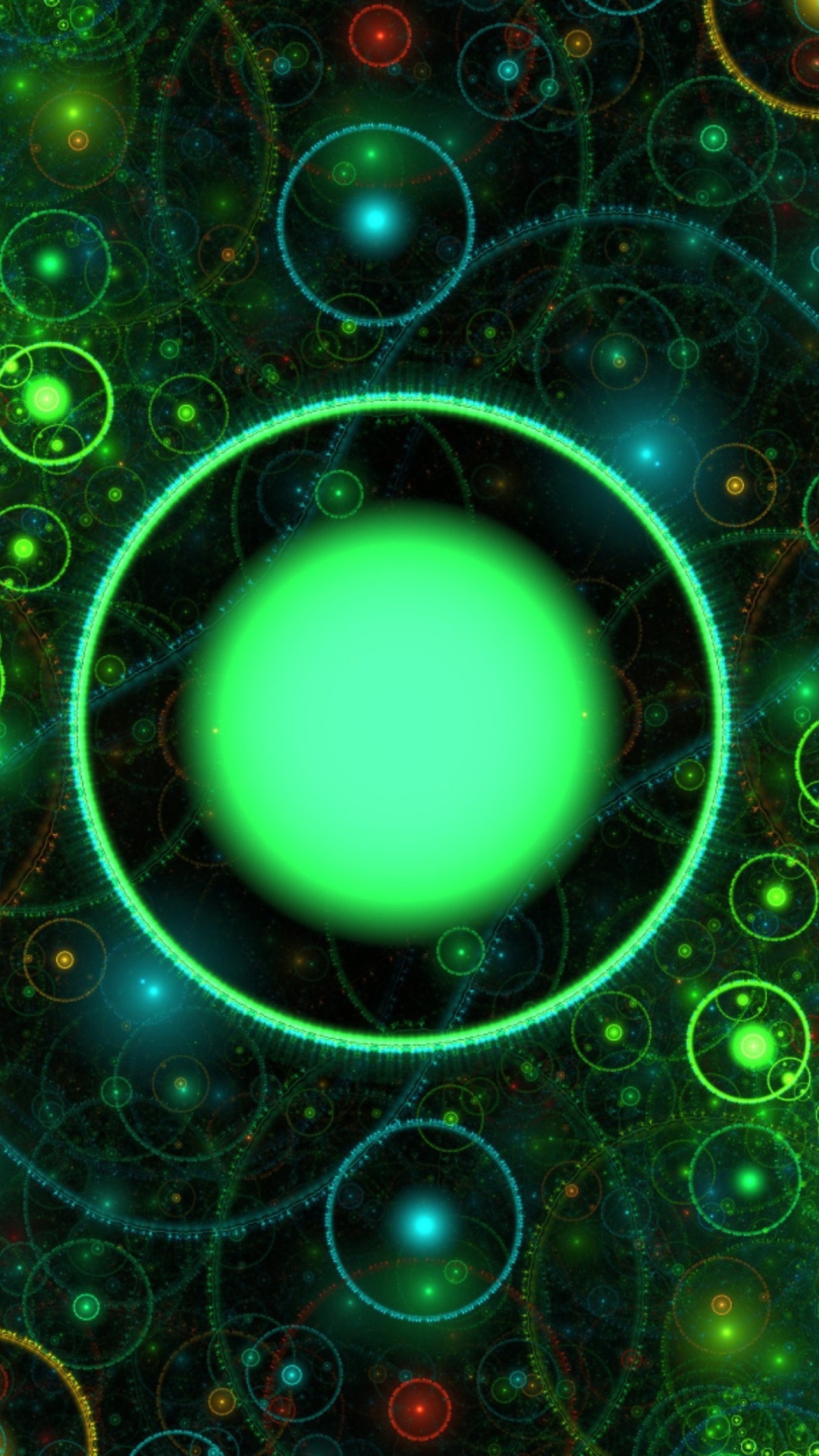 Das 3D Green Circles Wallpaper 1080x1920