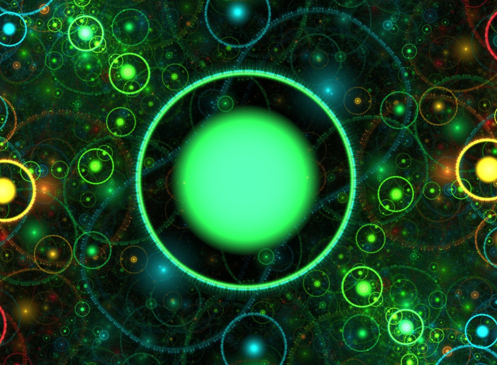 Sfondi 3D Green Circles 1920x1408