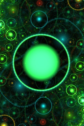 3D Green Circles wallpaper 320x480