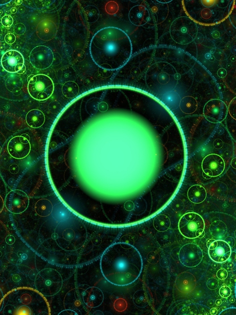 Das 3D Green Circles Wallpaper 480x640