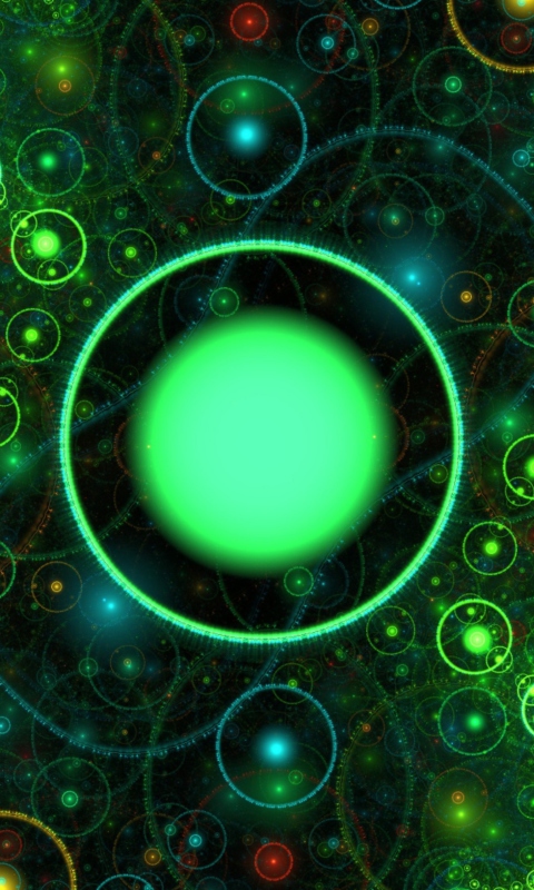 3D Green Circles wallpaper 480x800