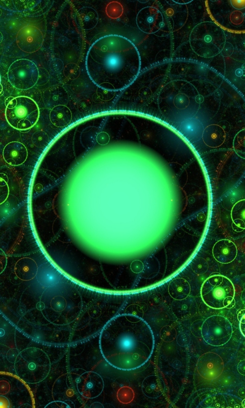 Обои 3D Green Circles 480x800