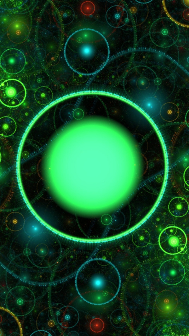 3D Green Circles wallpaper 640x1136