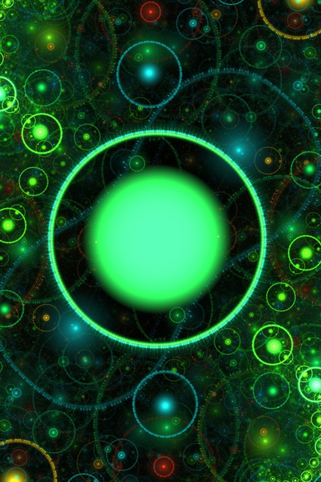 Fondo de pantalla 3D Green Circles 640x960