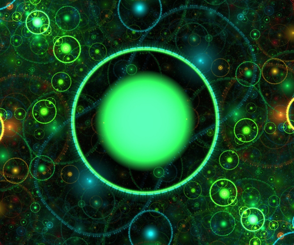 Das 3D Green Circles Wallpaper 960x800