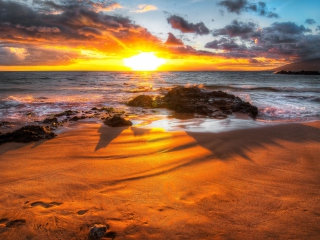 Das Sunset At Beach Wallpaper 320x240