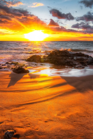 Das Sunset At Beach Wallpaper 320x480