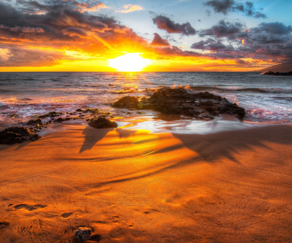 Das Sunset At Beach Wallpaper 960x800