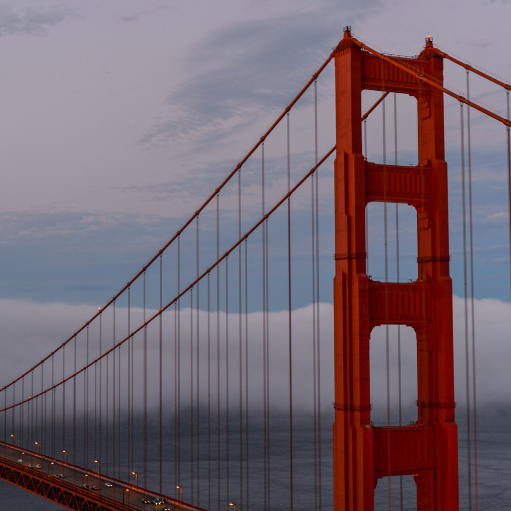 Golden Gate Bridge in Fog wallpaper 1024x1024