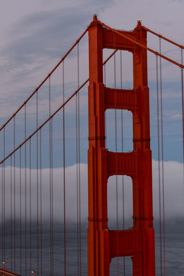 Sfondi Golden Gate Bridge in Fog 640x960