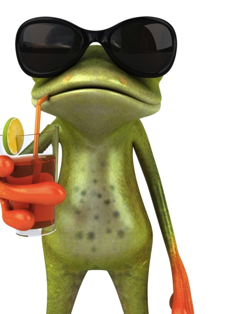 Обои 3D Frog Chilling Out 480x640