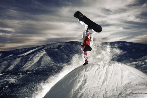 Fondo de pantalla Snowboarding in Austria, Kitzbuhel 480x320