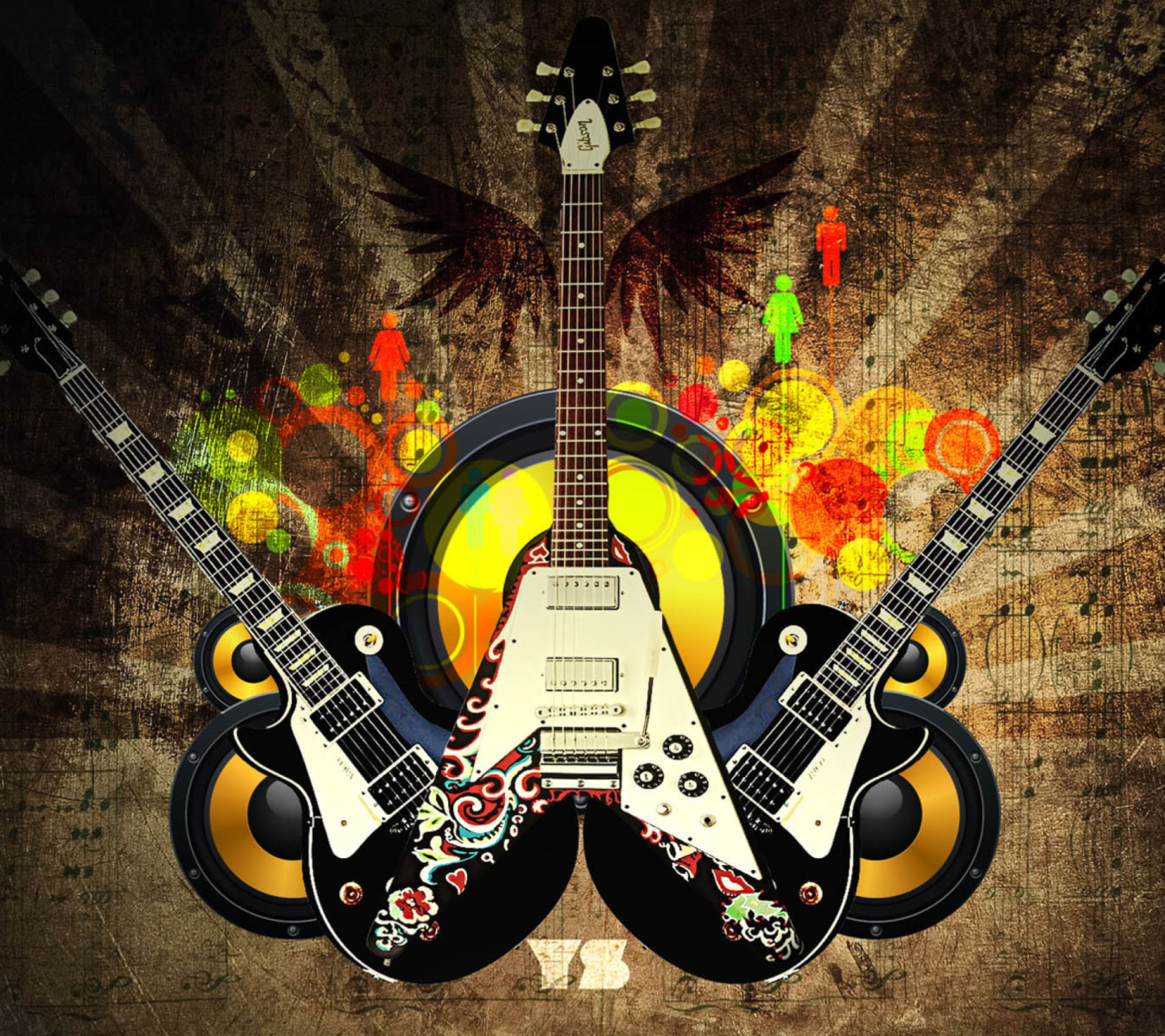 Das Cute Guitars Wallpaper 1440x1280