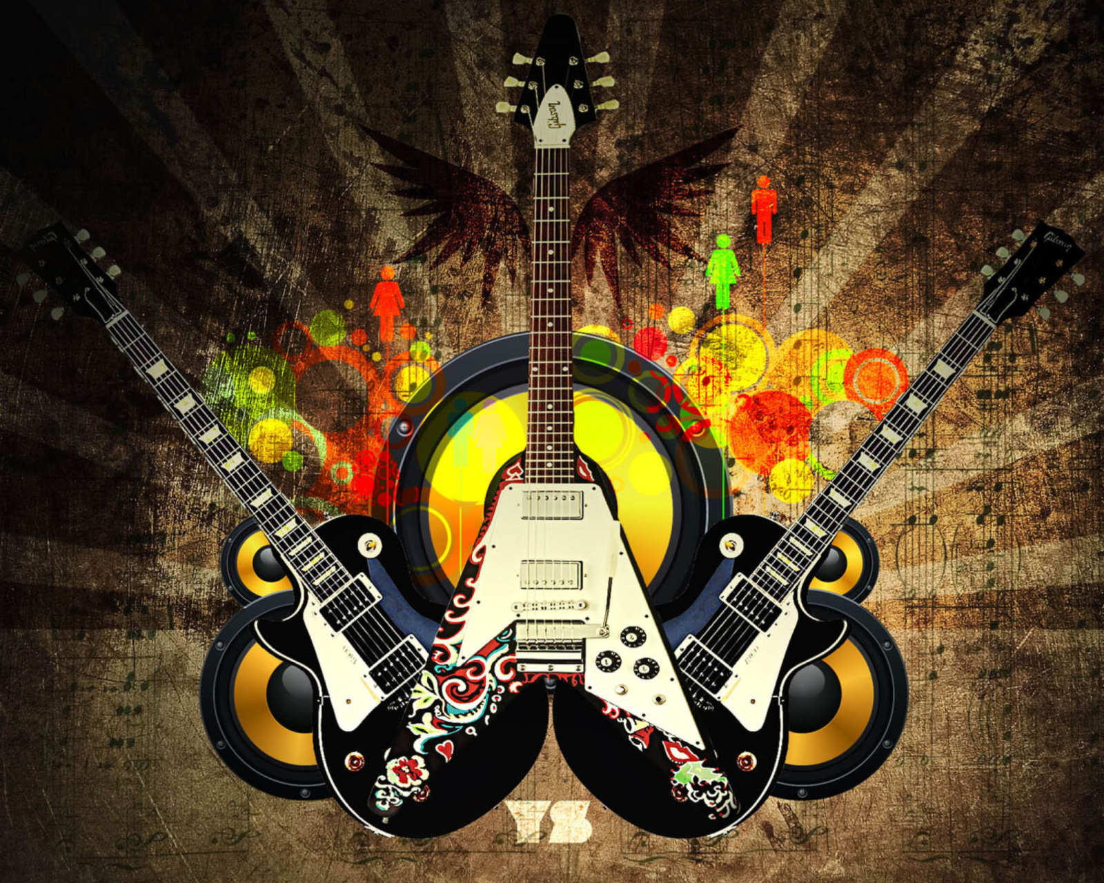 Cute Guitars wallpaper 1600x1280