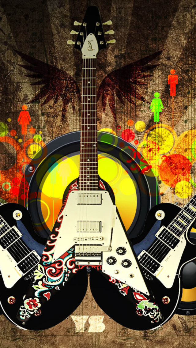 Das Cute Guitars Wallpaper 640x1136