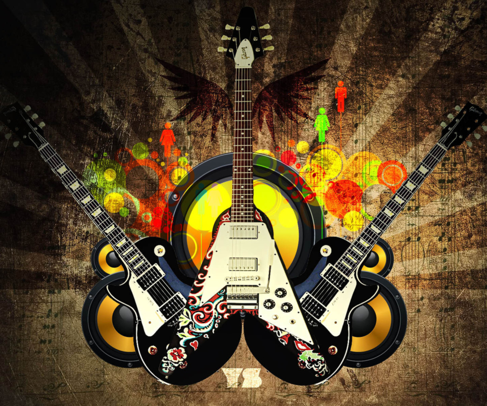 Cute Guitars wallpaper 960x800