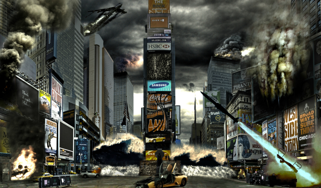 Das Times Square Disaster Wallpaper 1024x600