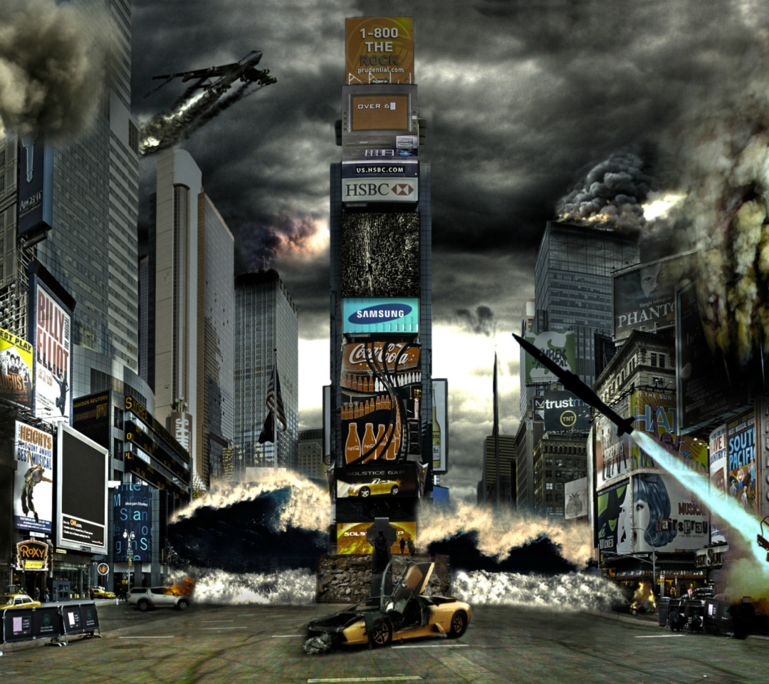 Times Square Disaster wallpaper 1080x960