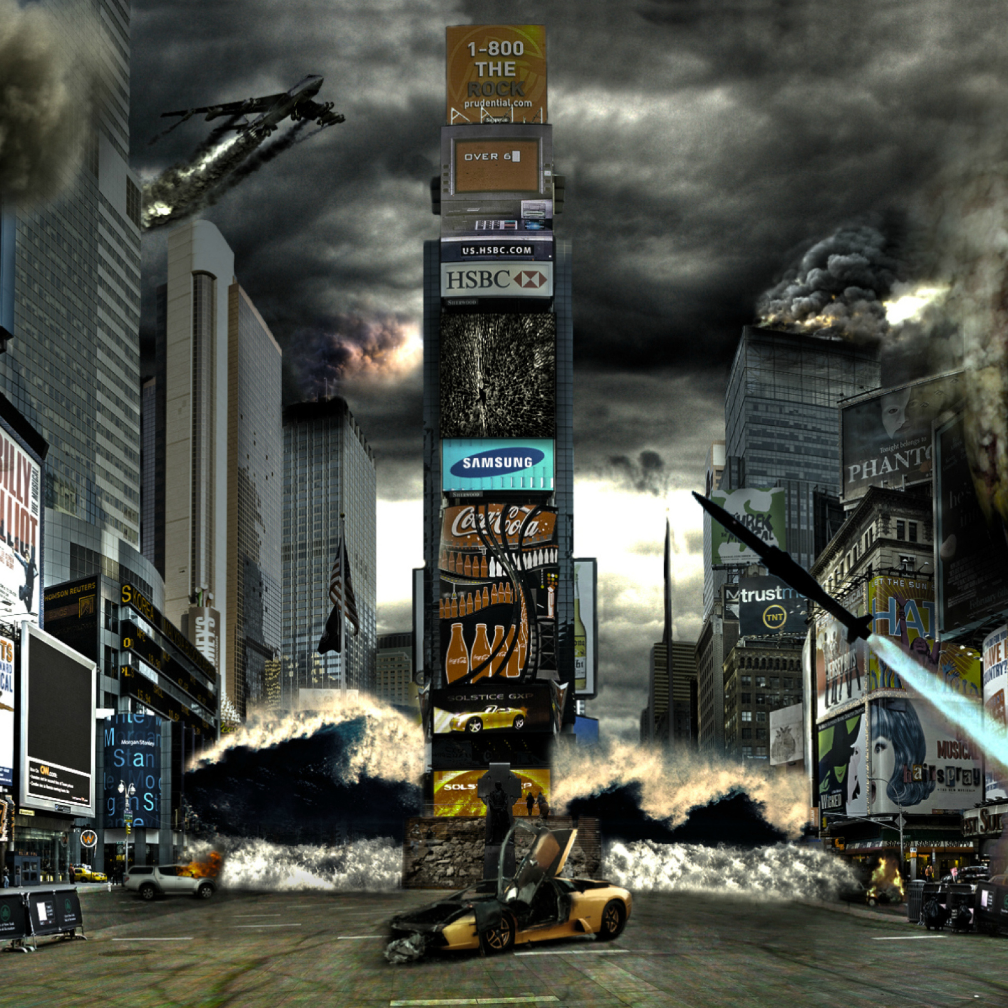 Fondo de pantalla Times Square Disaster 2048x2048