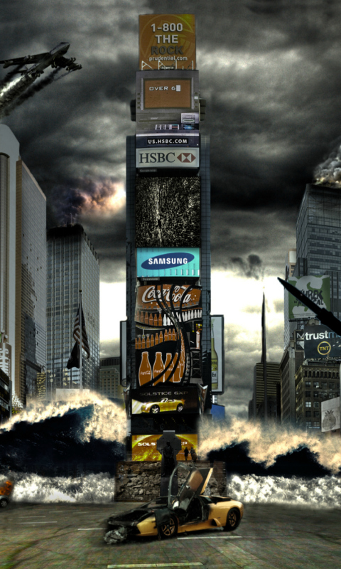 Fondo de pantalla Times Square Disaster 480x800