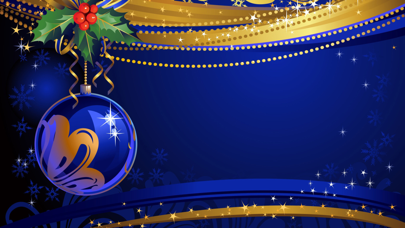 Screenshot №1 pro téma Christmas tree toy Blue Ball 1366x768