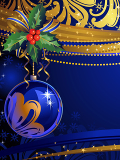 Das Christmas tree toy Blue Ball Wallpaper 240x320