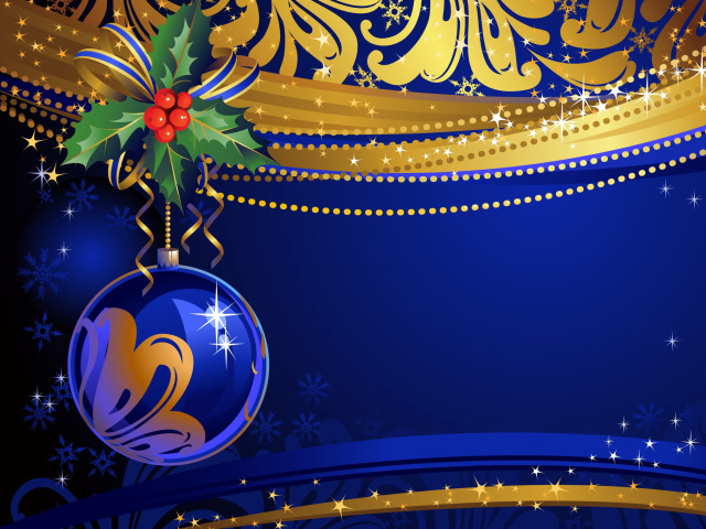 Das Christmas tree toy Blue Ball Wallpaper 640x480